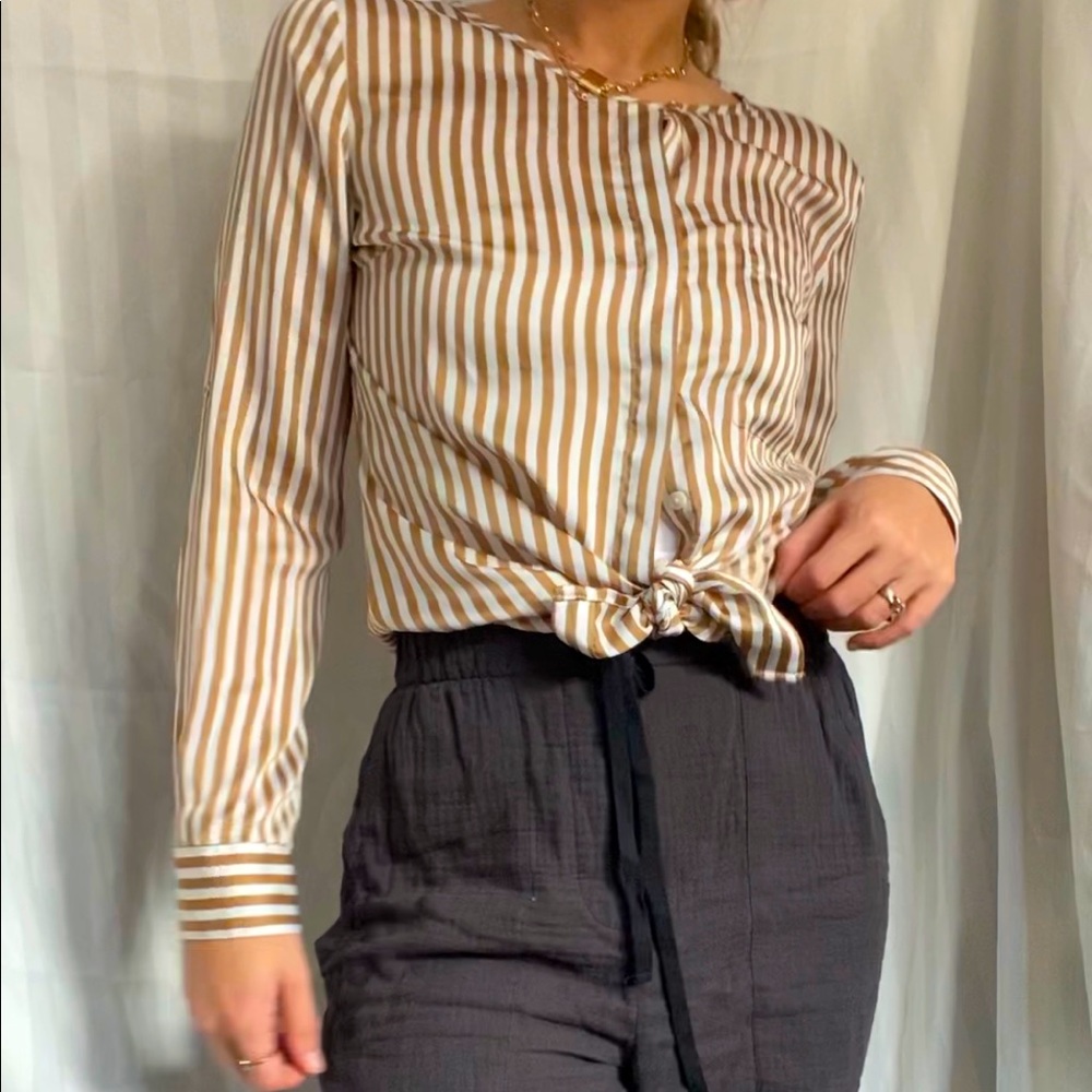 Silky striped button up